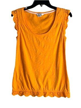 Boden Women's Eyelet Sleeveless Scoop Neck Top Orange Size 4